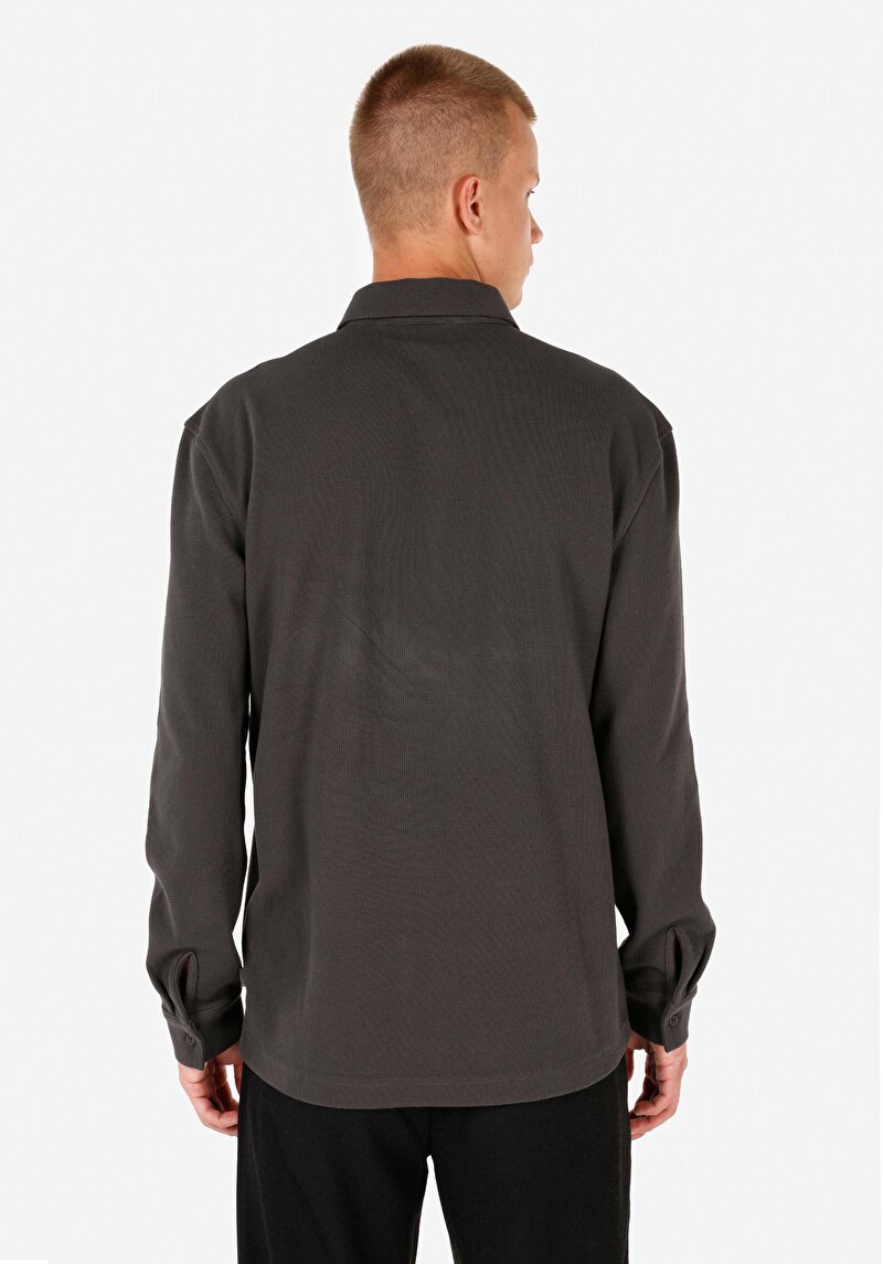 Imagine a Tricou Cu Maneca Lunga De Barbati Antracit Regular Fit Cl1070049