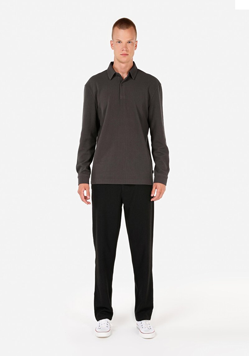 Imagine a Tricou Cu Maneca Lunga De Barbati Antracit Regular Fit Cl1070049