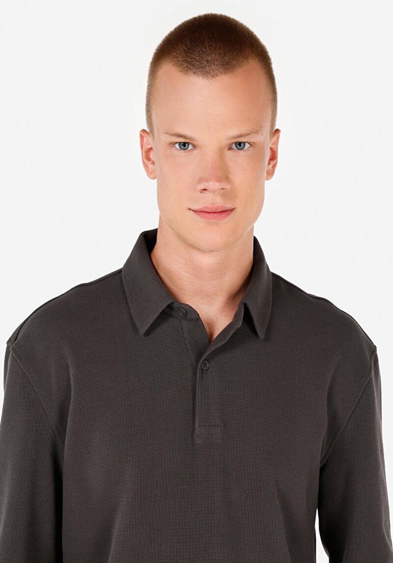 Imagine a Tricou Cu Maneca Lunga De Barbati Antracit Regular Fit Cl1070049