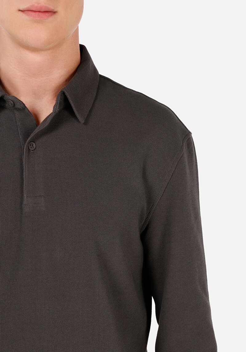 Afișați detalii pentru Tricou Cu Maneca Lunga De Barbati Antracit Regular Fit  Cl1070049