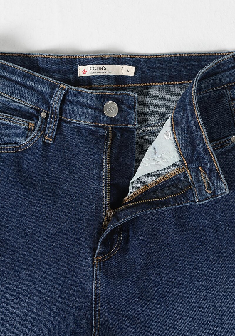 Afișați detalii pentru Skinny Fit Talie Înaltă Picior Îngust Blugi İndigo Pentru Femei