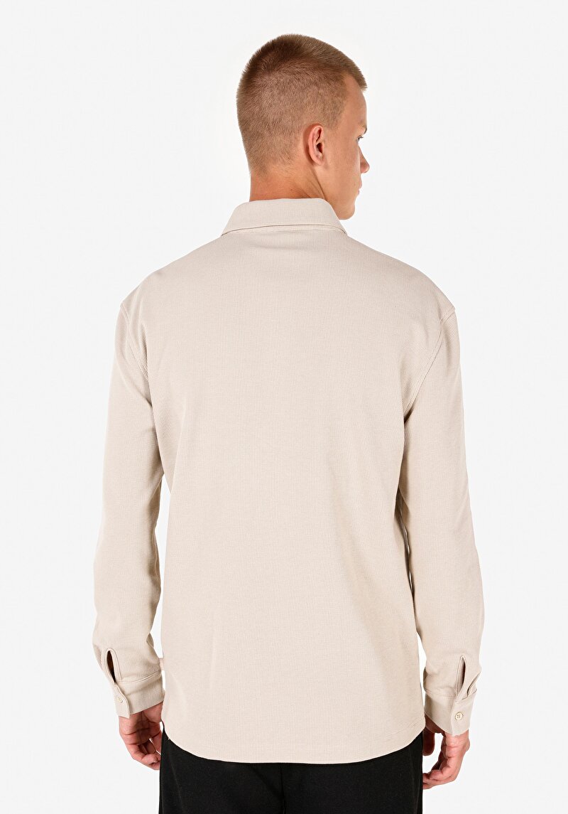 Imagine a Tricou Cu Maneca Lunga De Barbati Bej Regular Fit Cl1070049