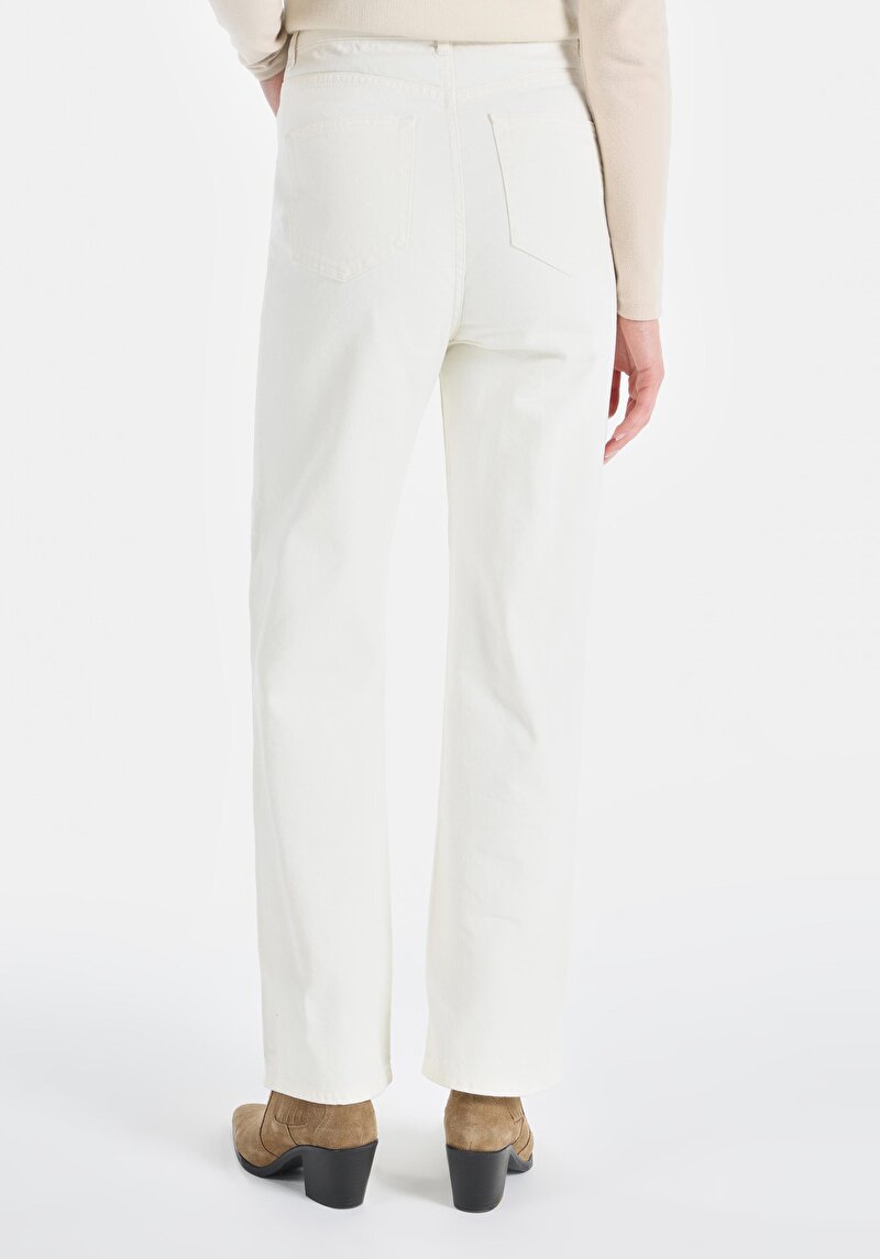 Imagine a Regular Fit Talie Talie Pantaloni Largi Pantaloni Albi Pentru Femei