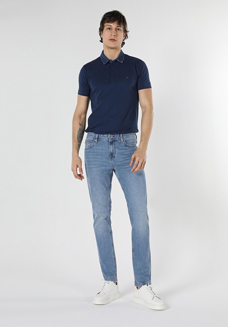 Imagine a Pantaloni De Barbati Albastru Straight Fit 044 Karl Cl1019139