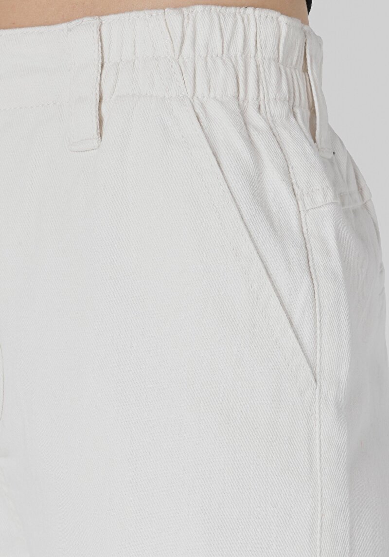 Afișați detalii pentru Regular Fit Talie Talie Pantaloni Largi Pantaloni Albi Pentru Femei