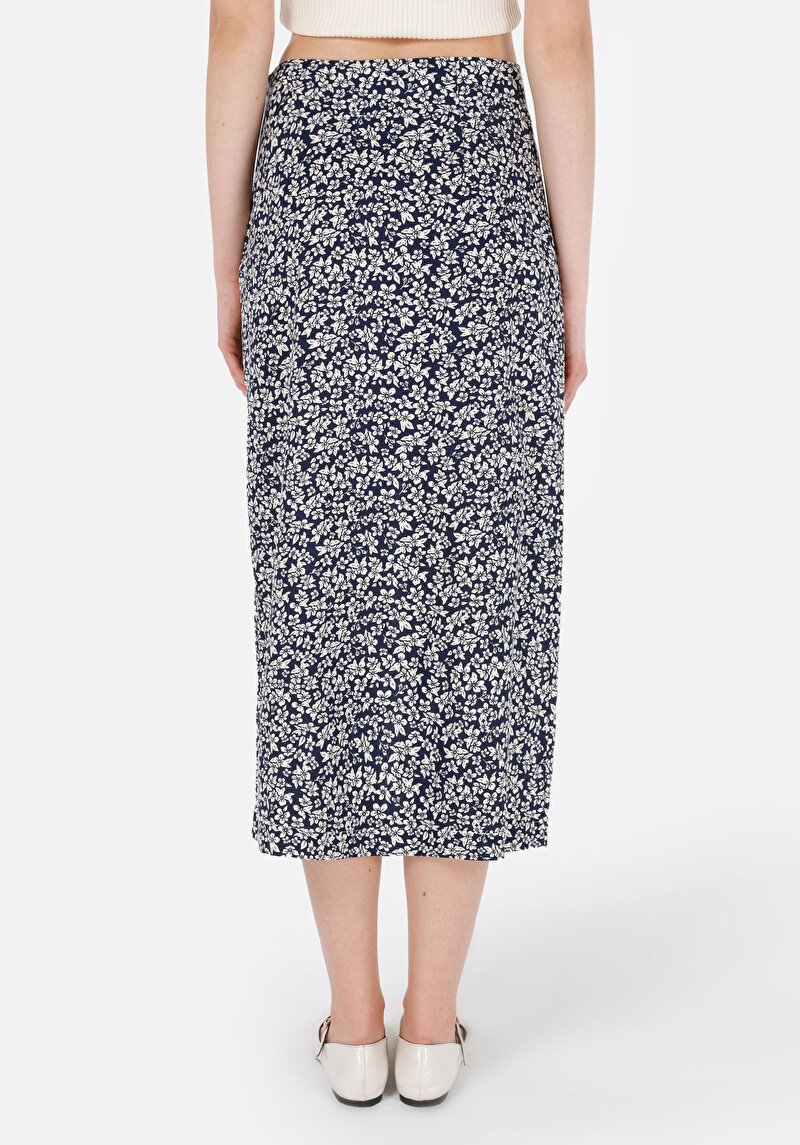 Afișați detalii pentru Fusta Midi Floral Cu Fermoar Pentru Femei Fustă Bleumarin