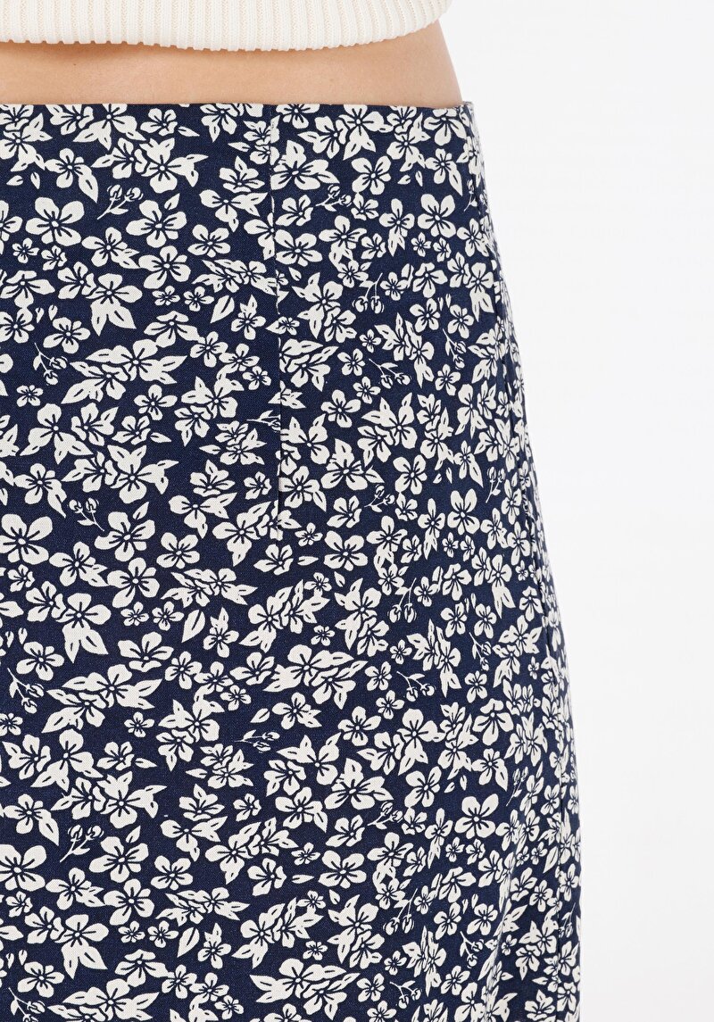 Afișați detalii pentru Fusta Midi Floral Cu Fermoar Pentru Femei Fustă Bleumarin