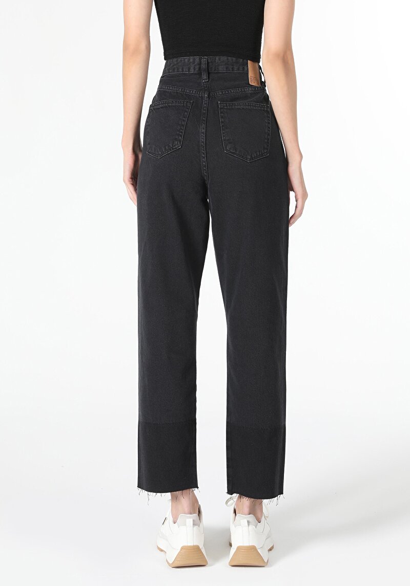 Imagine a Drept Fit Talie Talie Dreaptă Picior Drept Blugi Din Denim Pentru Femei