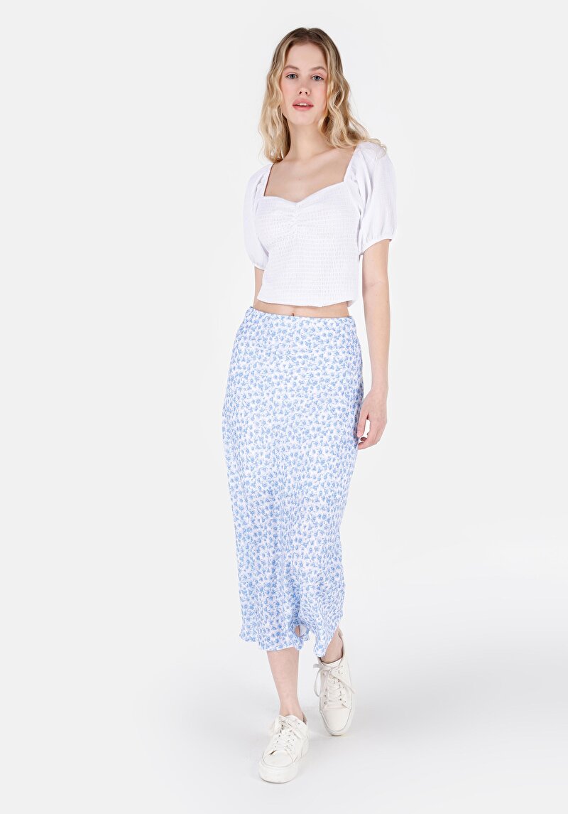 Imagine a Fusta Midi Fusta Albastra Pentru Femei