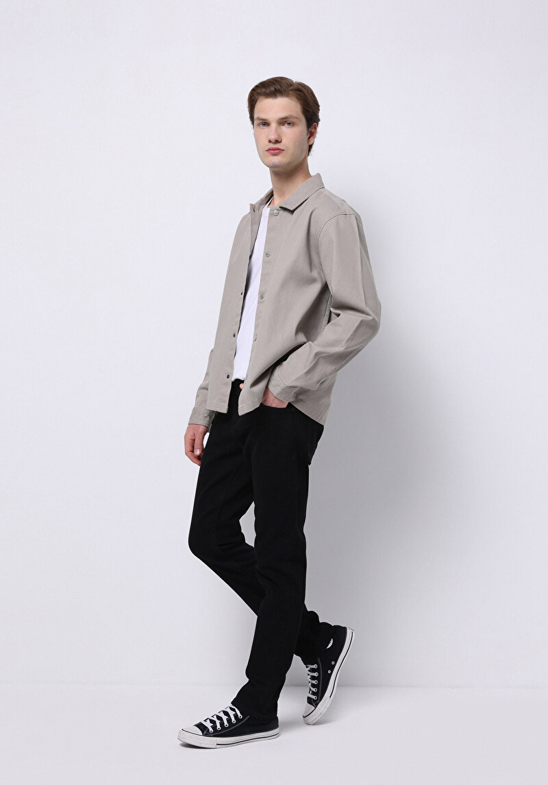 Afișați detalii pentru Blugi Negri Pentru Bărbați Cu Talie Dreaptă Cu Talie Dreaptă