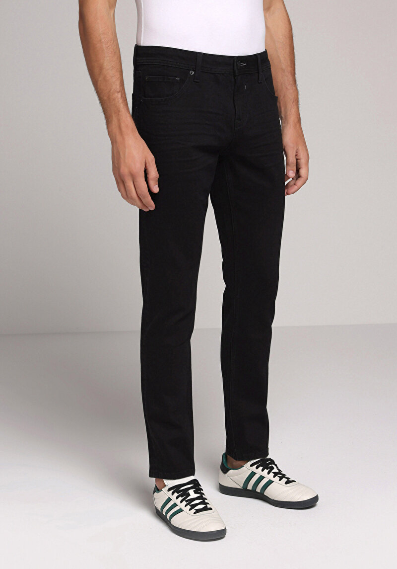 Imagine a Blugi Negri Pentru Bărbați Cu Talie Dreaptă Cu Talie Dreaptă
