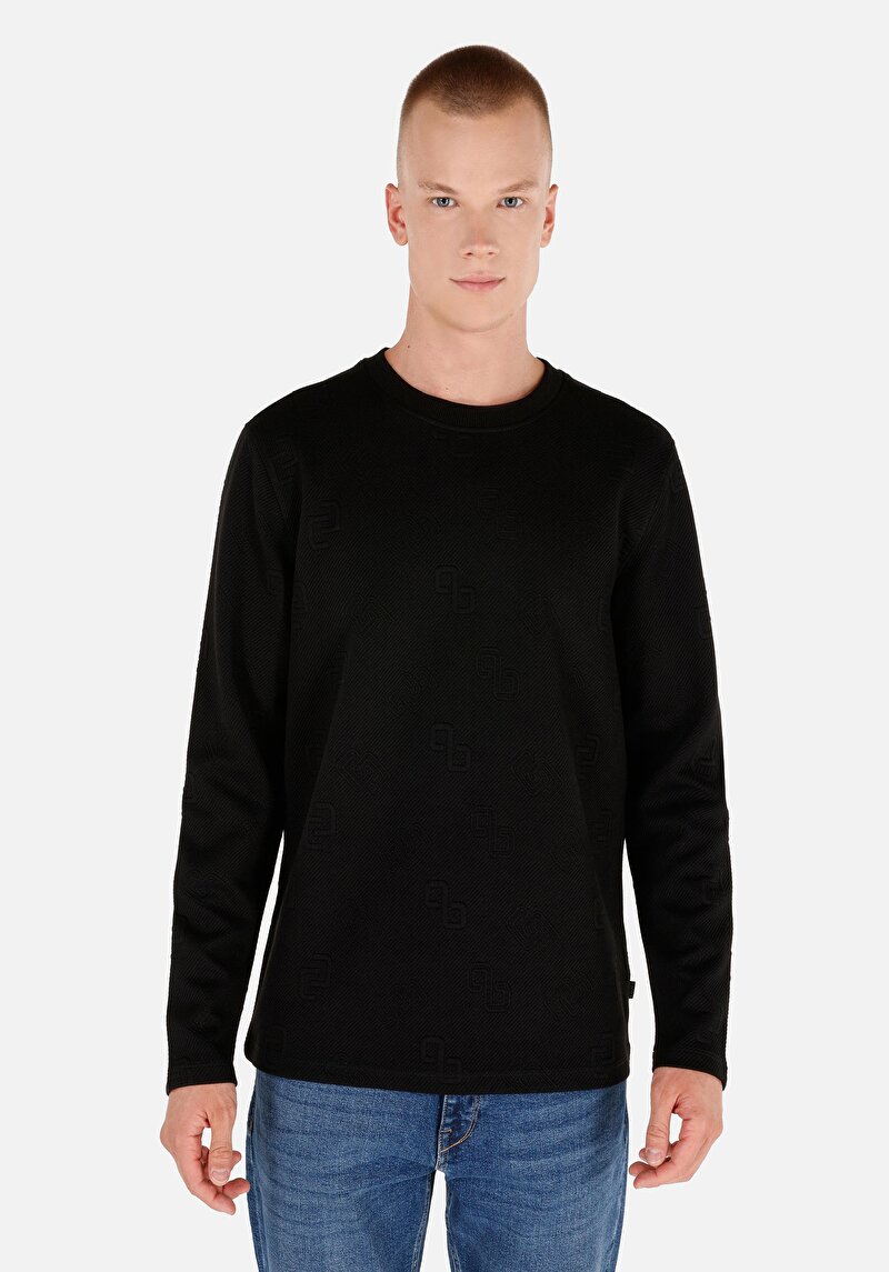 Imagine a Tricou Cu Maneca Lunga De Barbati Negru Regular Fit Cl1070119