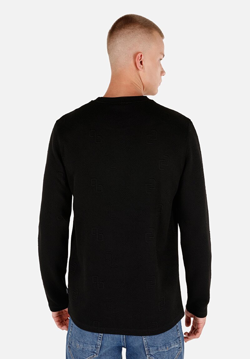 Afișați detalii pentru Tricou Cu Maneca Lunga De Barbati Negru Regular Fit  Cl1070119