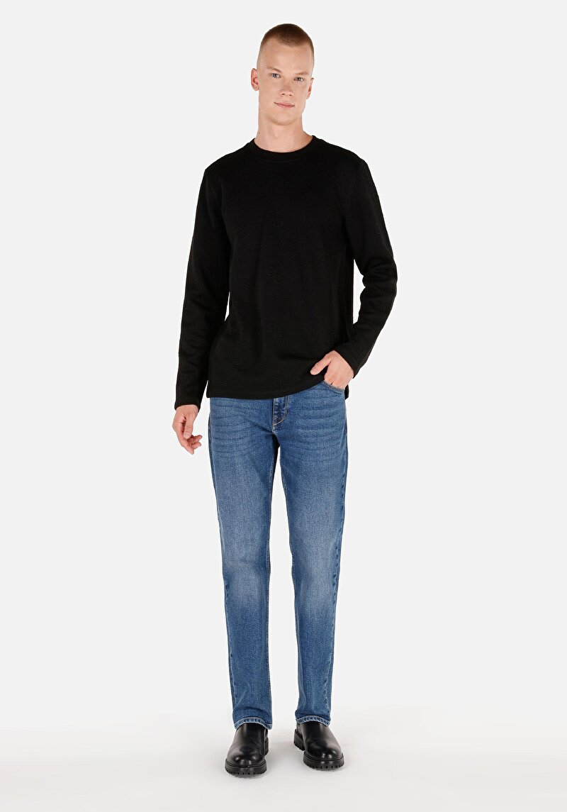 Afișați detalii pentru Tricou Cu Maneca Lunga De Barbati Negru Regular Fit  Cl1070119