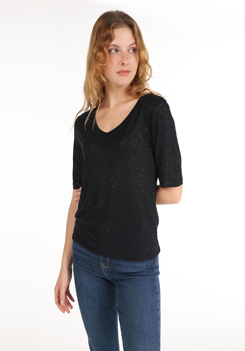 Imagine a Tricou Cu Maneca Scurta De Dama Negru Slim Fit Cl1065178