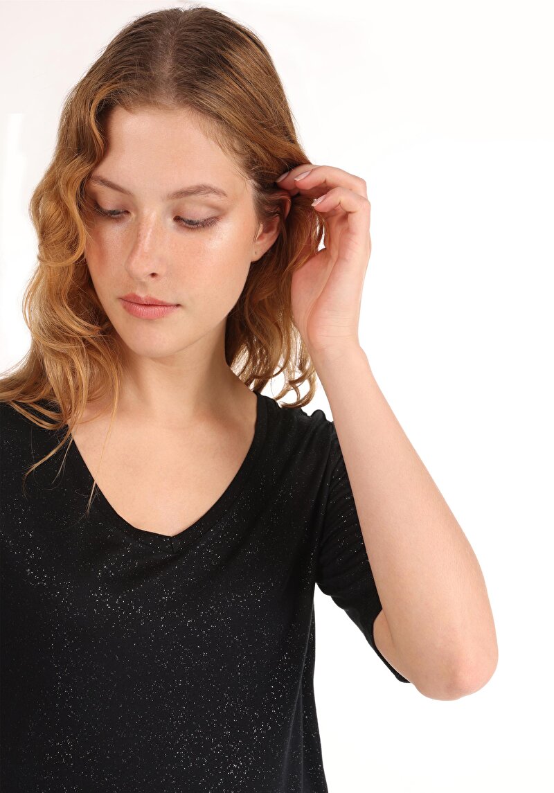 Afișați detalii pentru Tricou Cu Maneca Scurta De Dama Negru Slim Fit  Cl1065178