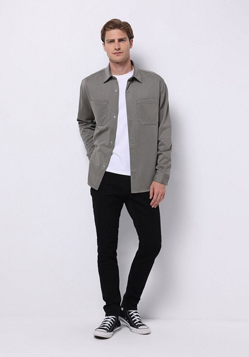 Imagine a Blugi Negri Pentru Bărbați Cu Talie Joasă Și Talie İngustă Slim Fit