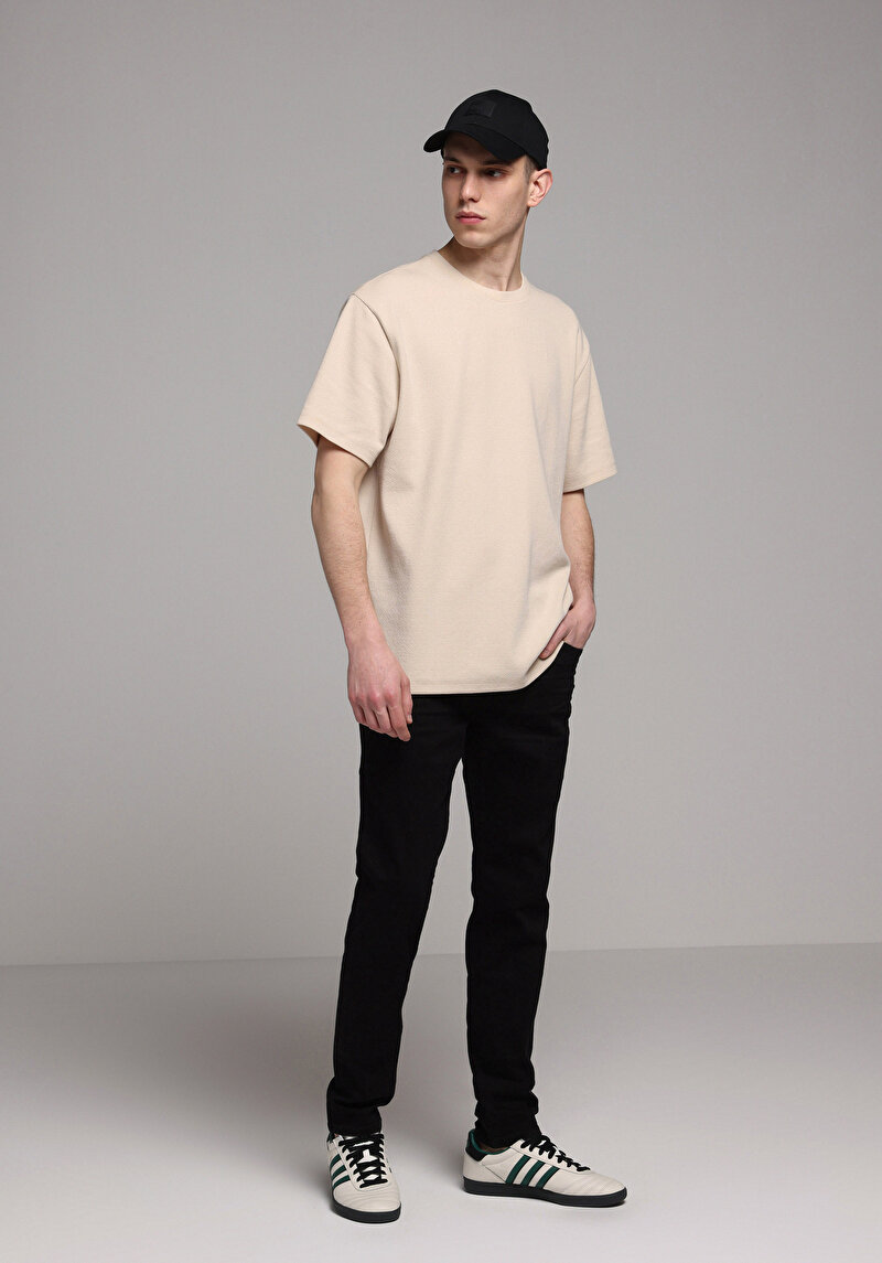 Imagine a Blugi Negri Pentru Bărbați Cu Talie Joasă Și Talie İngustă Slim Fit