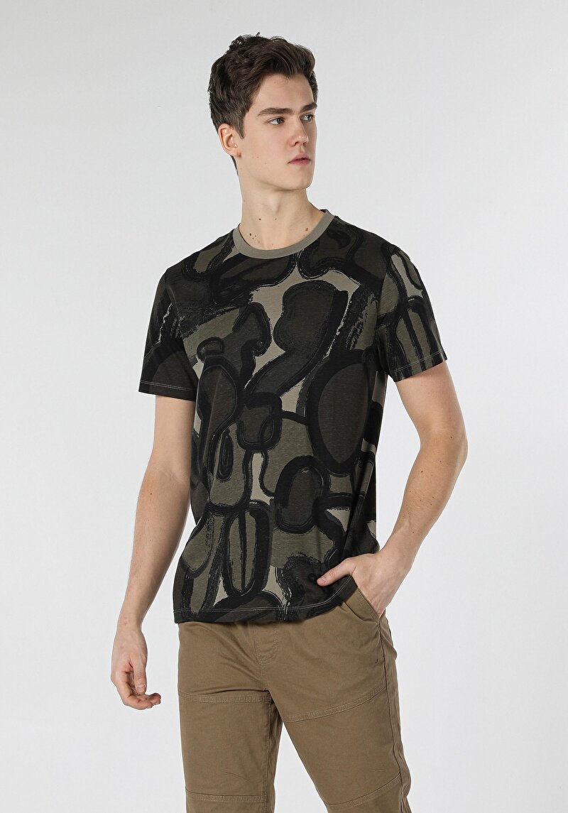 Afișați detalii pentru Tricou Cu Maneca Scurta De Barbati Kaki Regular Fit  Cl1059401