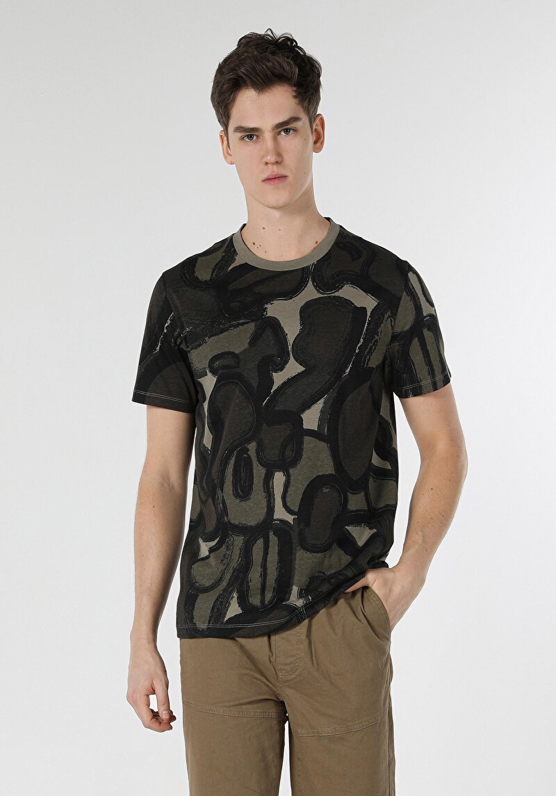 Afișați detalii pentru Tricou Cu Maneca Scurta De Barbati Kaki Regular Fit  Cl1059401