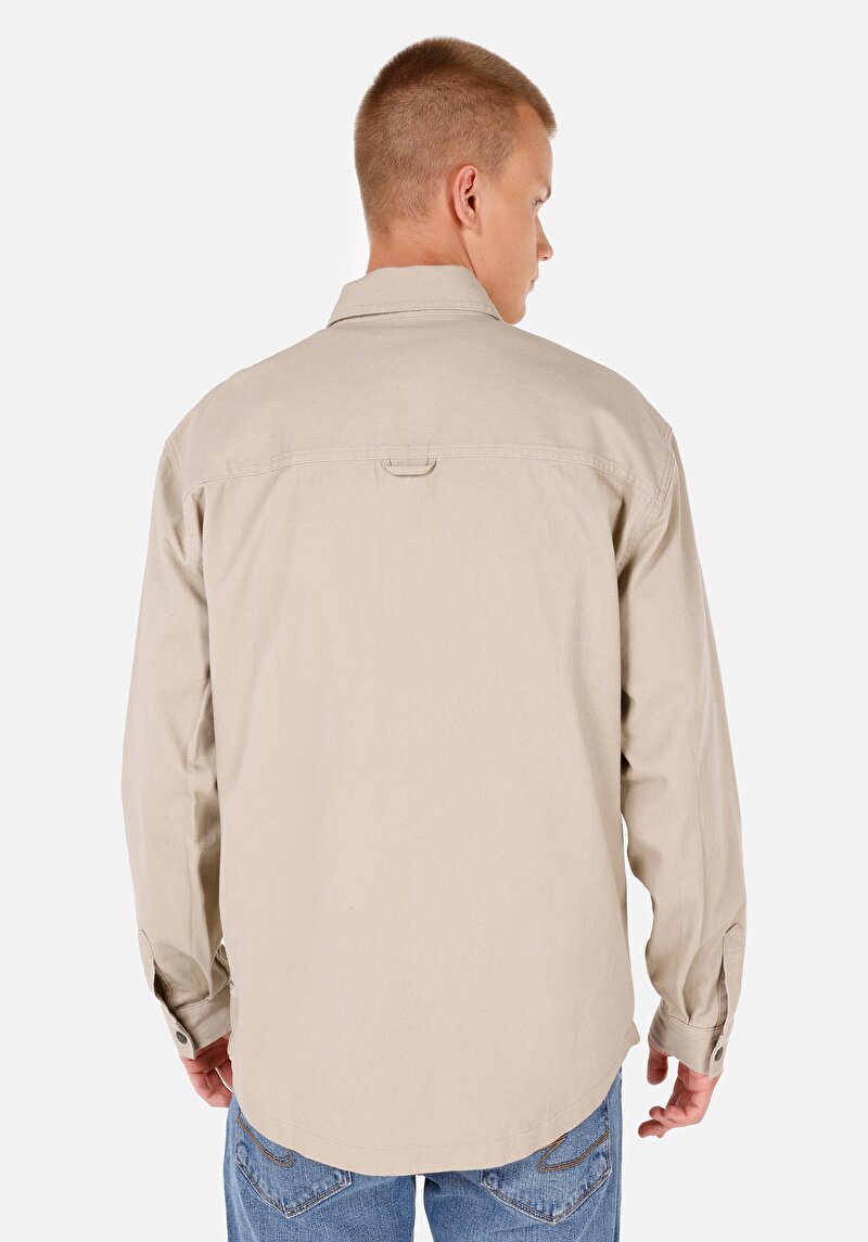Imagine a Cămașă Comfort Fit Cămașă Drept Bărbați Bej Cămașă Cu Manșon Lung