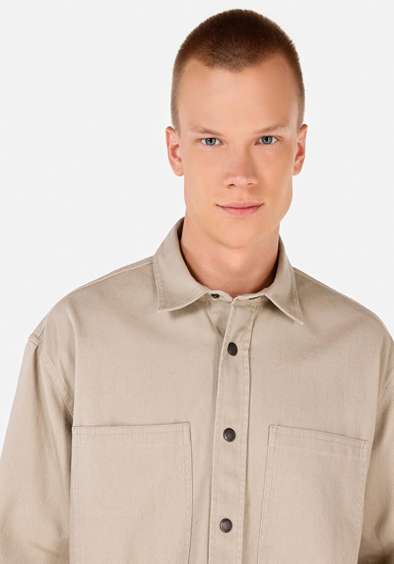 Imagine a Cămașă Comfort Fit Cămașă Drept Bărbați Bej Cămașă Cu Manșon Lung