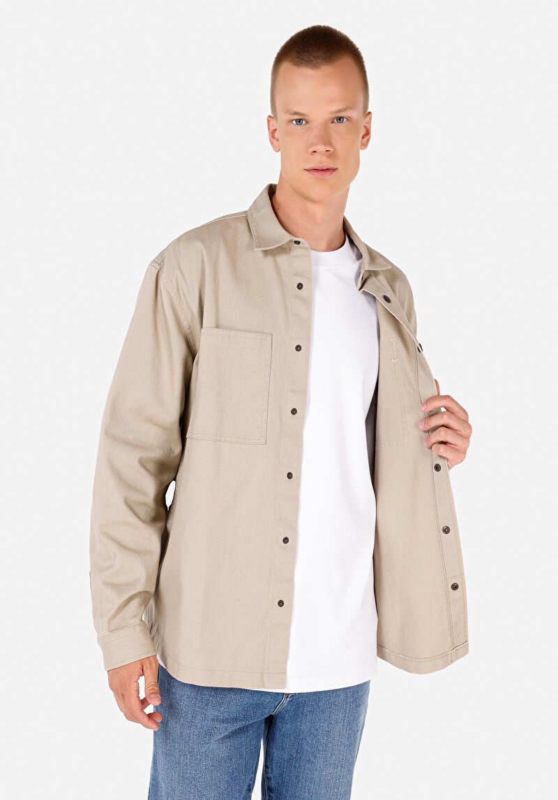 Afișați detalii pentru Cămașă Comfort Fit Cămașă Drept Bărbați Bej Cămașă Cu Manșon Lung