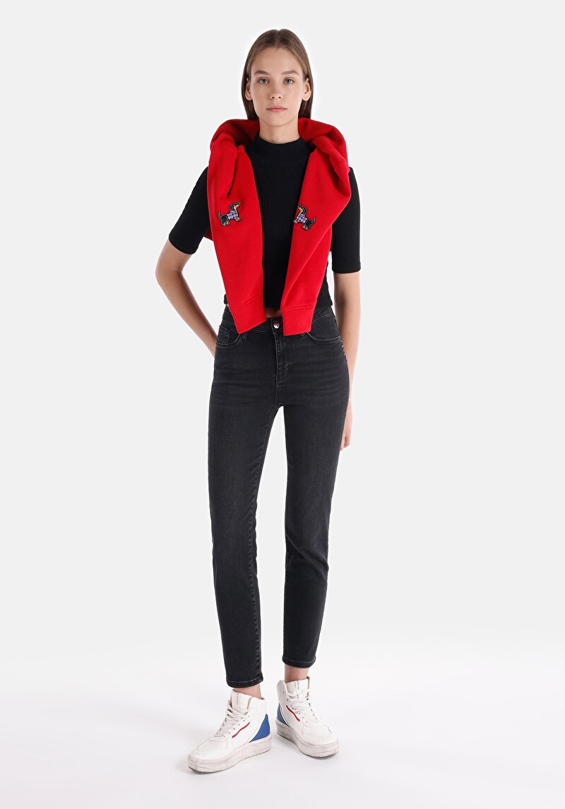 Imagine a Slim Fit Talie Medie Picior Drept Blugi Din Denim Pentru Femei