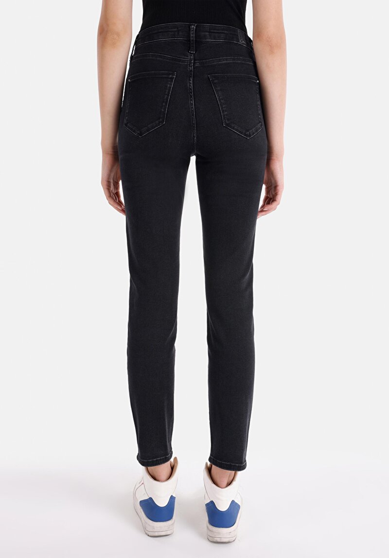 Imagine a Slim Fit Talie Medie Picior Drept Blugi Din Denim Pentru Femei