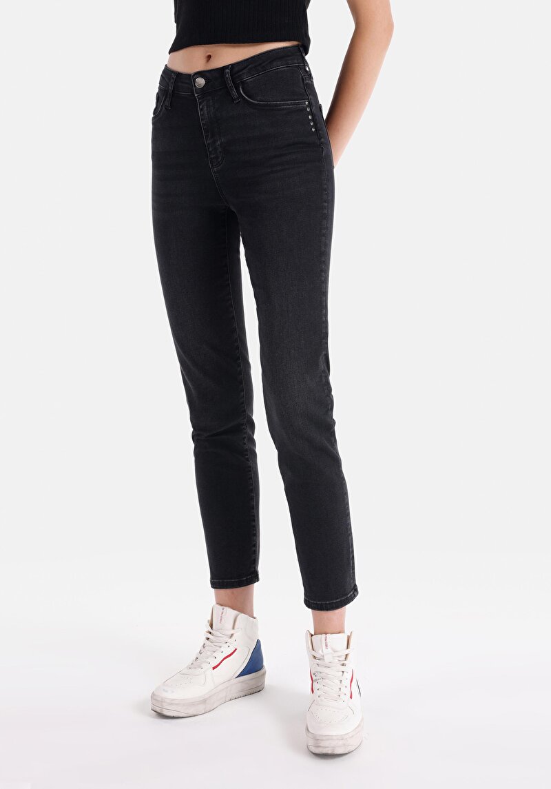 Afișați detalii pentru Slim Fit Talie Medie Picior Drept Blugi Din Denim Pentru Femei