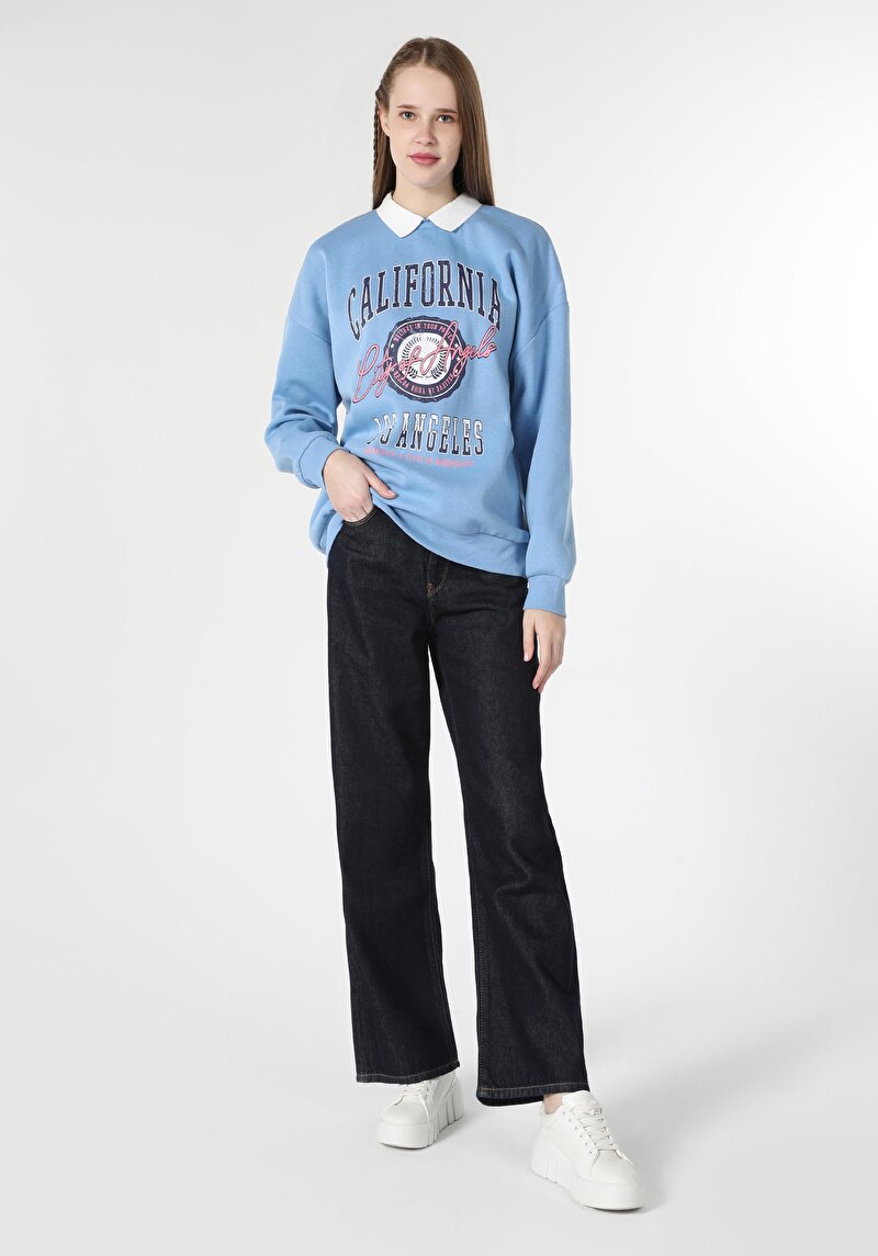 Imagine a Regular Fit Talie Înaltă Picior Larg Blugi Negri Pentru Femei