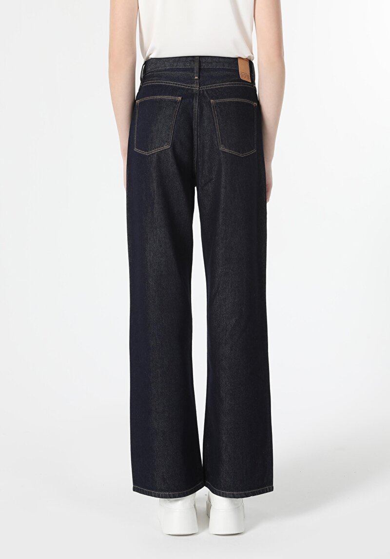 Afișați detalii pentru Regular Fit Talie Înaltă Picior Larg Blugi Negri Pentru Femei