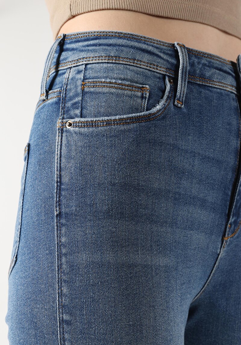 Afișați detalii pentru Skinny Fit Talie Înaltă Picior Îngust Blugi İndigo Pentru Femei