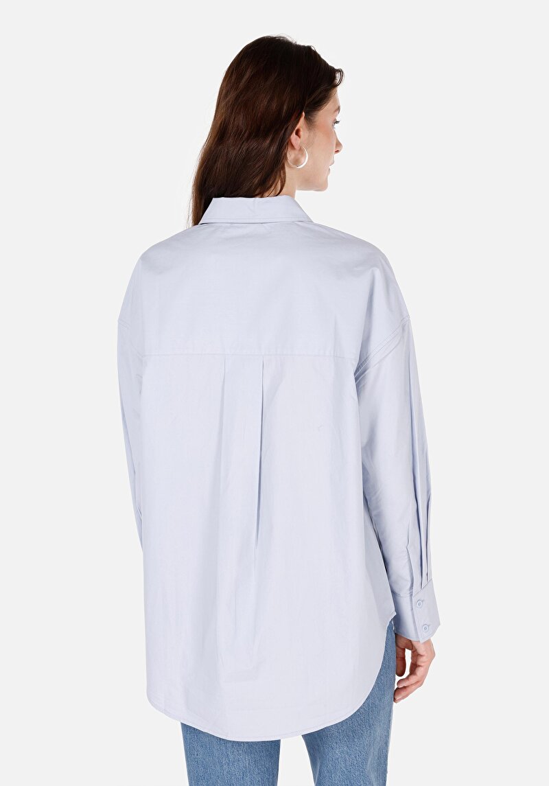 Afișați detalii pentru Camasa Cu Maneca Lunga De Dama Albastru Relaxed Fit  Cl1070174