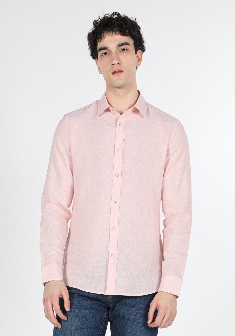 Imagine a Camasa Cu Maneca Lunga De Barbati Portocaliu Slim Fit  Cl1041771