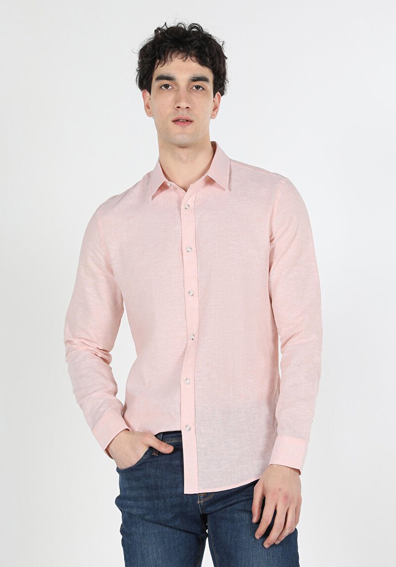 Afișați detalii pentru Camasa Cu Maneca Lunga De Barbati Portocaliu Slim Fit  Cl1041771