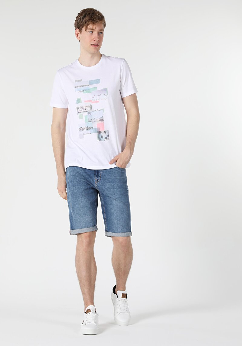 Afișați detalii pentru Tricou Cu Maneca Scurta De Barbati Alb Regular Fit  Cl1058025