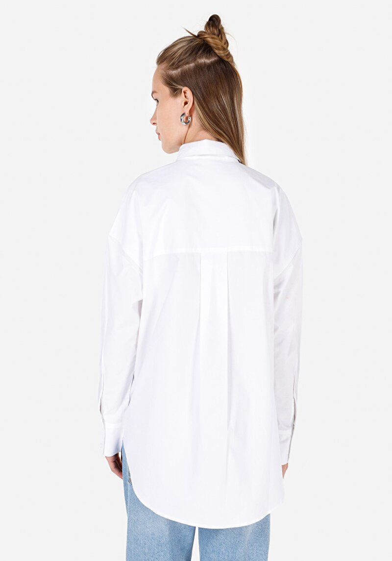 Imagine a Camasa Cu Maneca Lunga De Dama Alb Relaxed Fit  Cl1070174