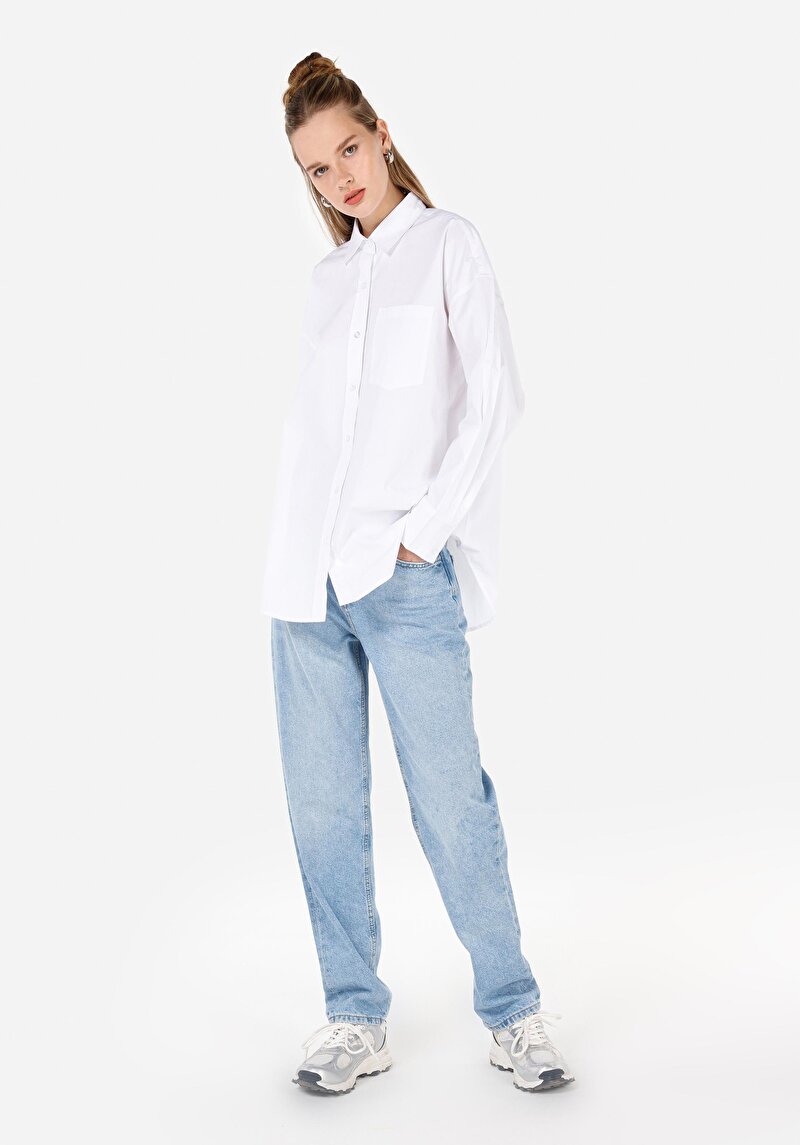 Imagine a Camasa Cu Maneca Lunga De Dama Alb Relaxed Fit  Cl1070174