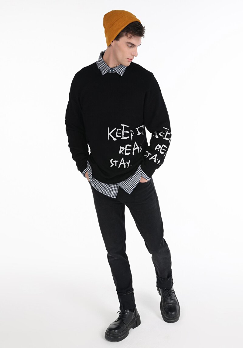 Afișați detalii pentru Pulover De Barbati Negru Comfort Fit  Cl1065571