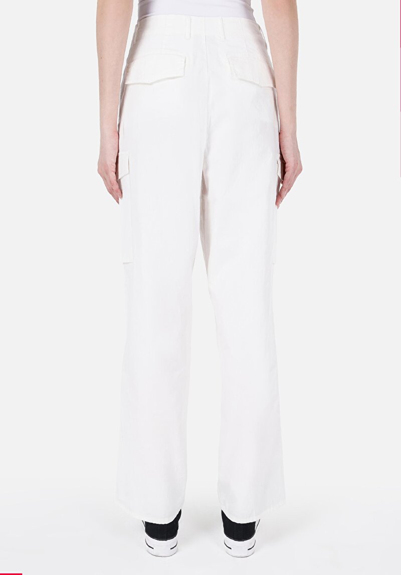 Afișați detalii pentru Regular Fit Talie Talie Pantaloni Largi Pantaloni Albi Pentru Femei