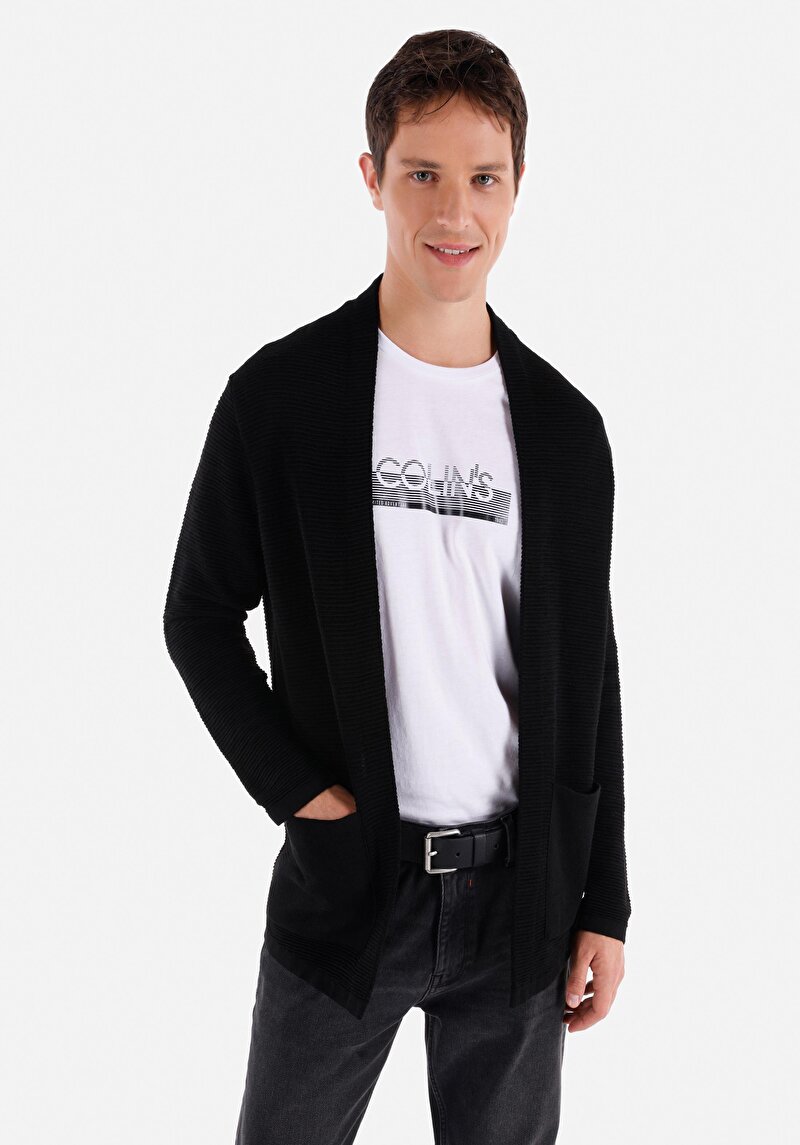 Imagine a Cardigan De Barbati Negru Regular Fit  Cl1065572