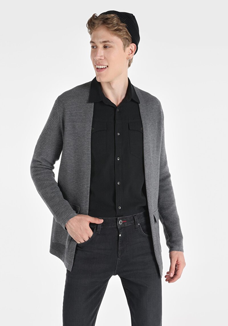 Imagine a Cardigan De Barbati Gri Regular Fit  Cl1065572