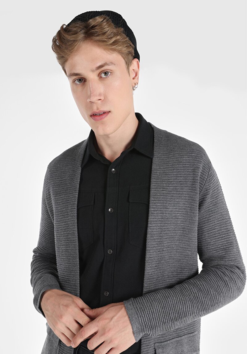 Afișați detalii pentru Cardigan De Barbati Gri Regular Fit  Cl1065572