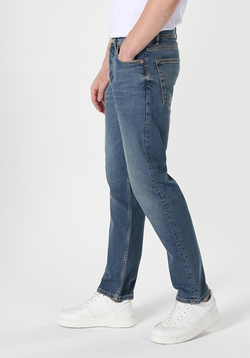 Afișați detalii pentru Pantaloni De Barbati Albastru Inchis Loose Straight Fit  Cl1062421