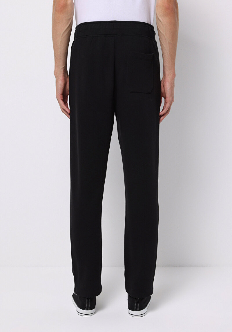 Imagine a Pantaloni De Trening Negri Pentru Bărbați Slim Fit Mid Waist Straight