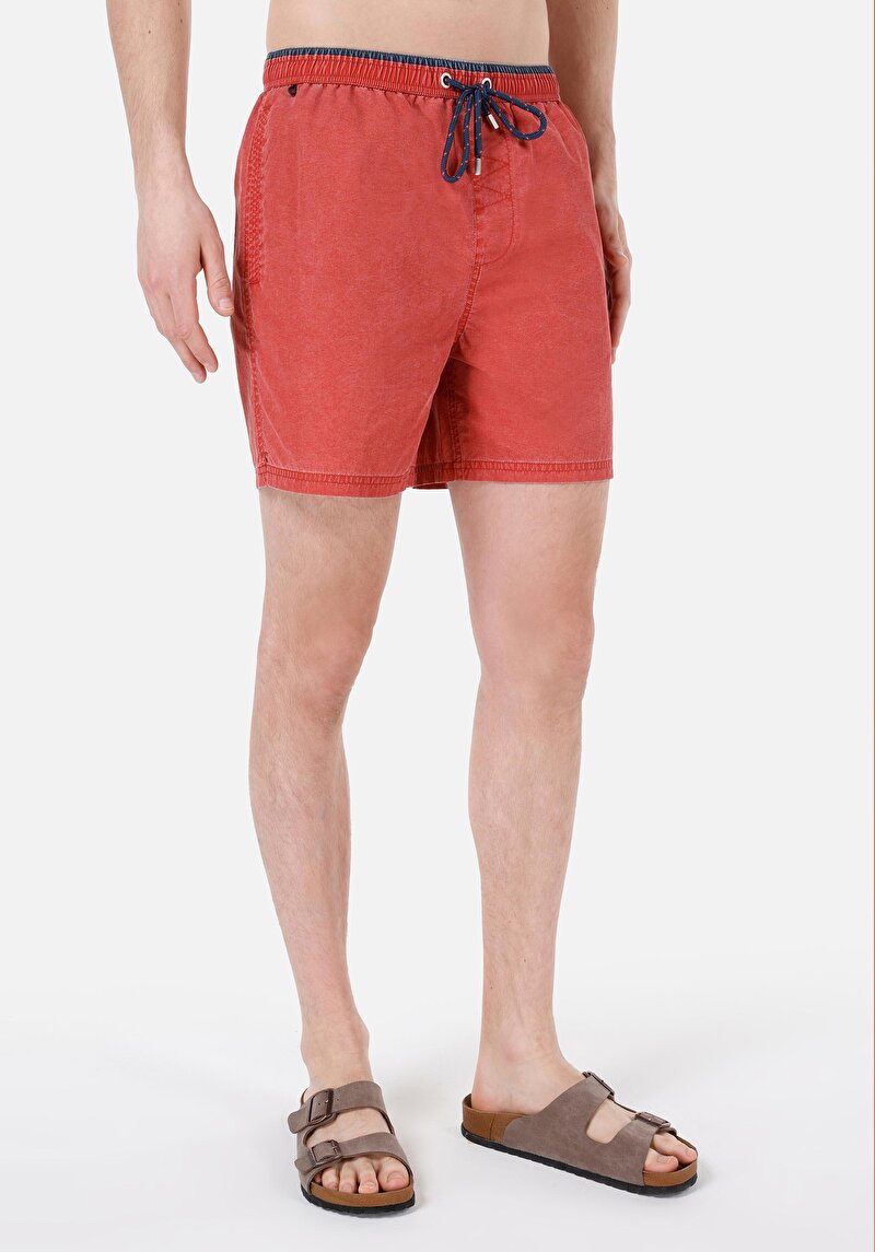 Afișați detalii pentru Pantaloni Scurți De Baie Roșii Pentru Bărbați Slim Fit