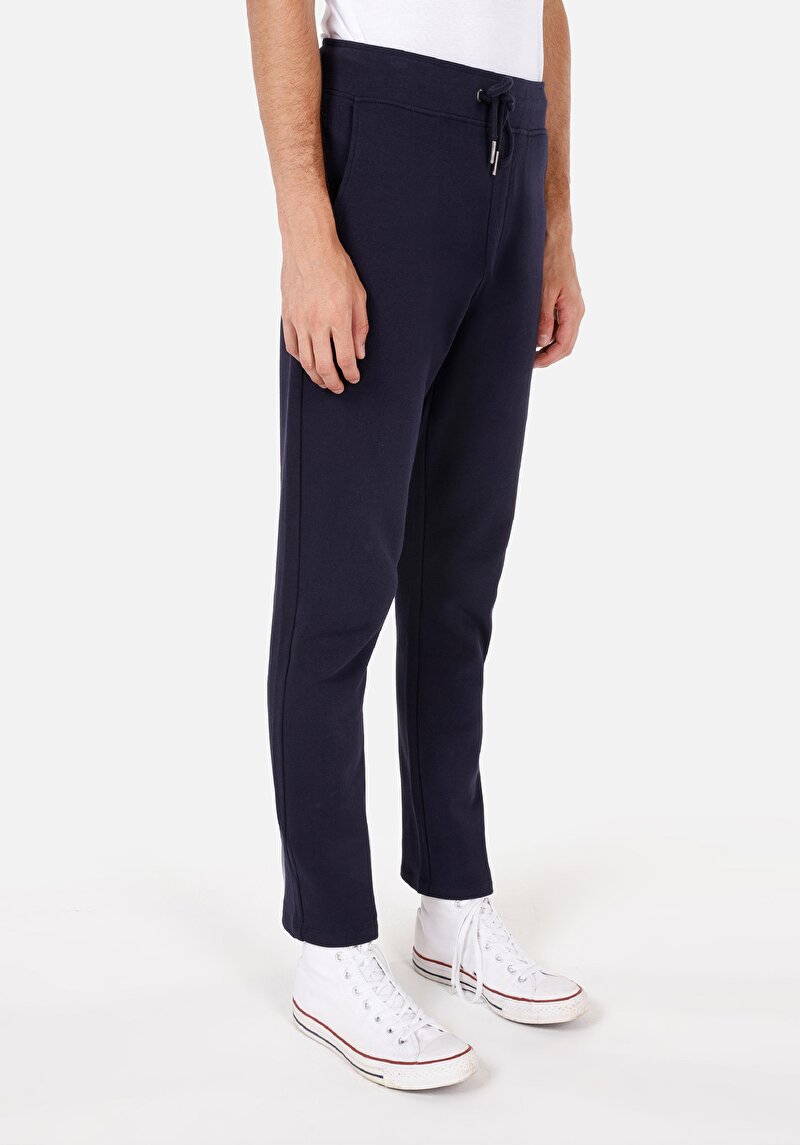 Afișați detalii pentru Pantaloni De Trening Slim Fit Mid Waist Drept Albastru Marin Pentru Bărbați