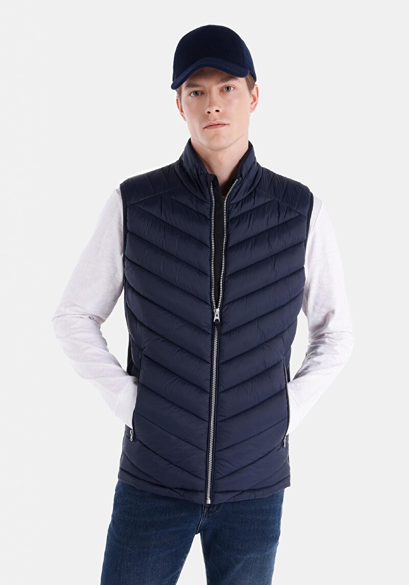 Imagine a Vestă Slim Fit Bleumarin Pentru Bărbați