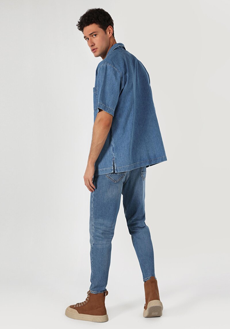 Imagine a Pantaloni De Barbati Albastru Loose Tapered Fit  Cl1062423